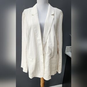 LC Lairen Conrad Women's Cream Linen Blazer Size L